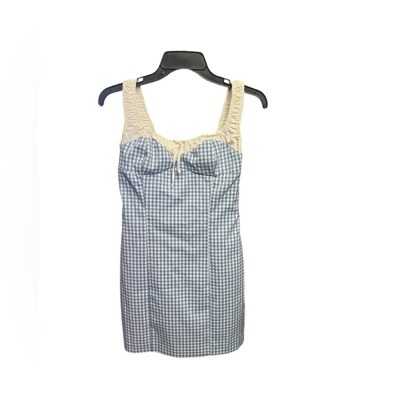 Zara combination gingham dress Blue - Picture 4 of 8